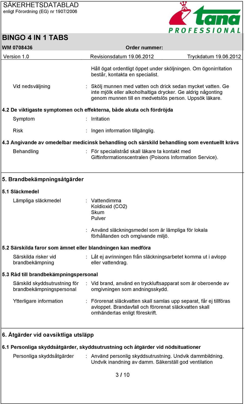 2 De viktigaste symptomen och effekterna, både akuta och fördröjda Symptom : Irritation Risk : Ingen information tillgänglig. 4.