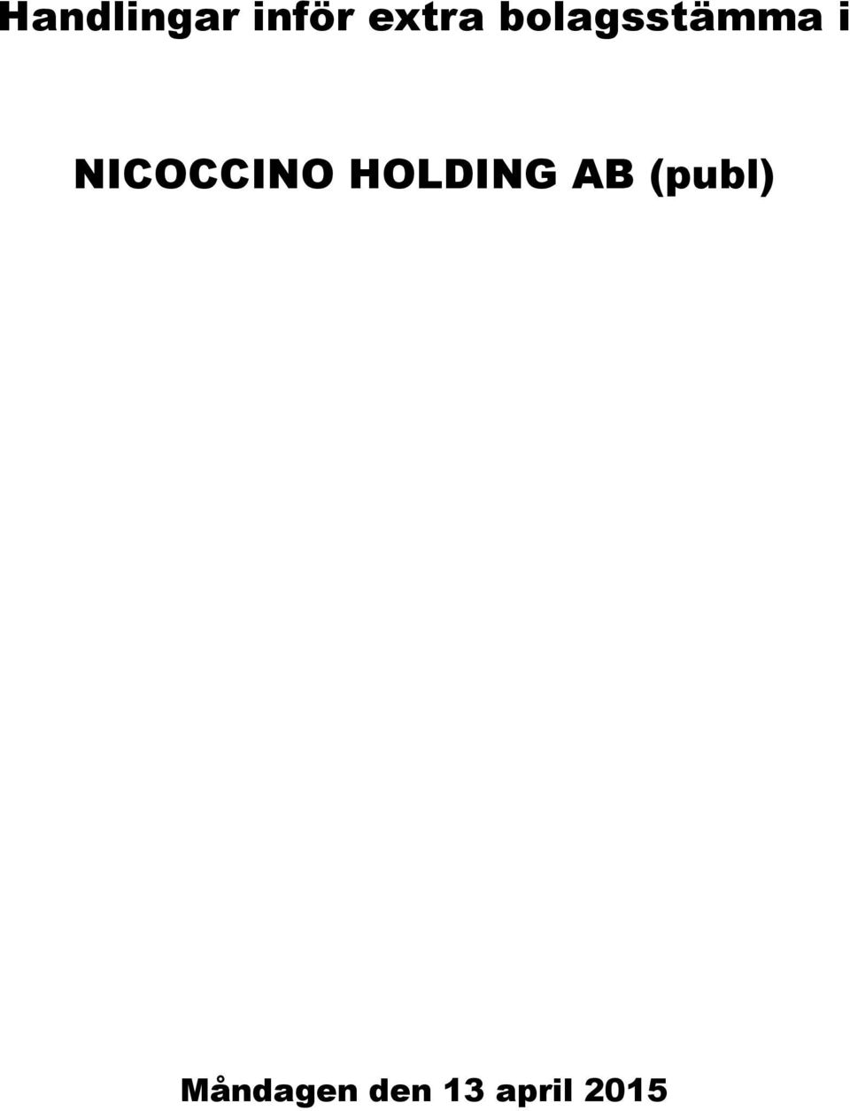 NICOCCINO HOLDING AB