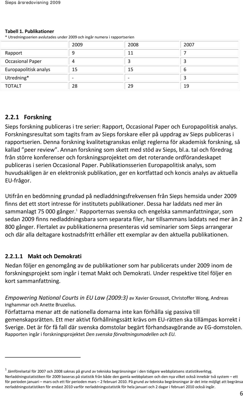 2.2.1 Forskning Sieps forskning publiceras i tre serier: Rapport, Occasional Paper och Europapolitisk analys.