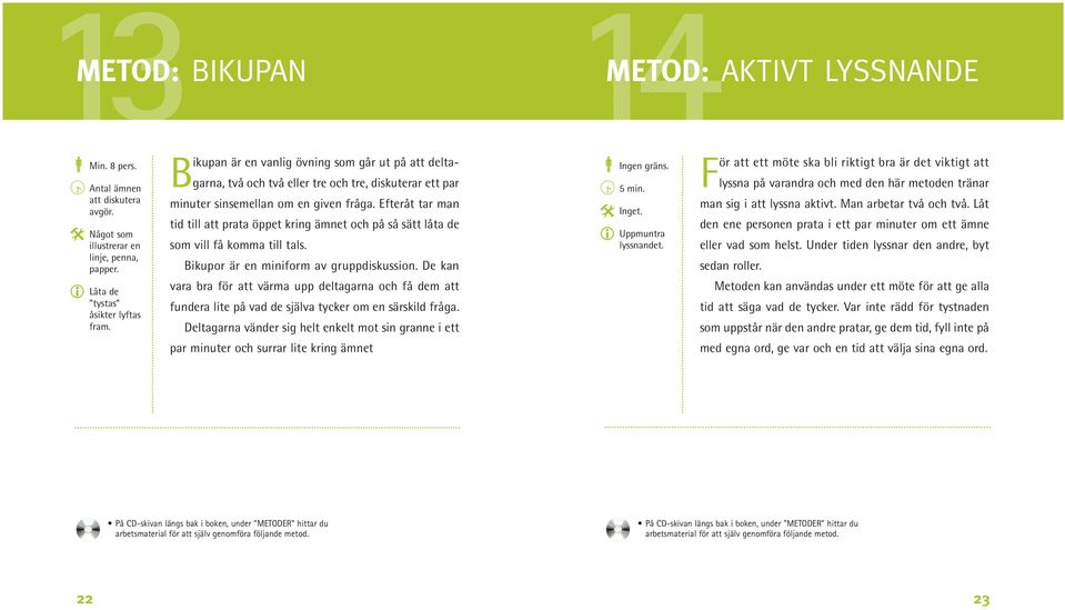 Efteråt tar man tid till att prata öppet kring ämnet och på så sätt låta de som vill få komma till tals. Bikupor är en miniform av gruppdiskussion.