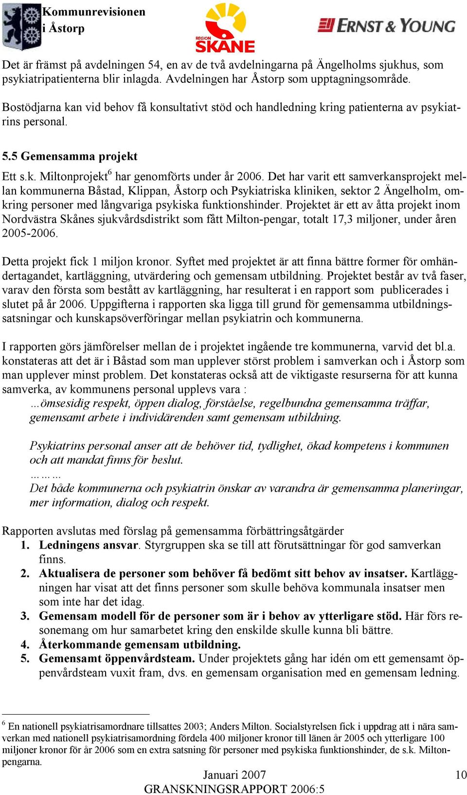 Det har varit ett samverkansprojekt mellan kommunerna Båstad, Klippan, Åstorp och Psykiatriska kliniken, sektor 2 Ängelholm, omkring personer med långvariga psykiska funktionshinder.