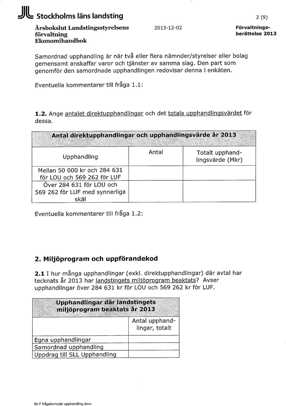 Ange antalet direktupphandlingar och det totala upphandlingsvärdet för dessa.