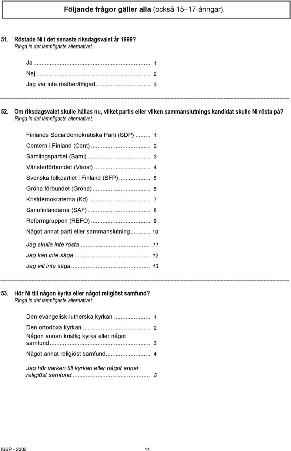 .. 1 Centern i Finland (Cent)... 2 Samlingspartiet (Saml)... 3 Vänsterförbundet (Vänst)... 4 Svenska folkpartiet i Finland (SFP)... 5 Gröna förbundet (Gröna)... 6 Kristdemokraterna (Kd).