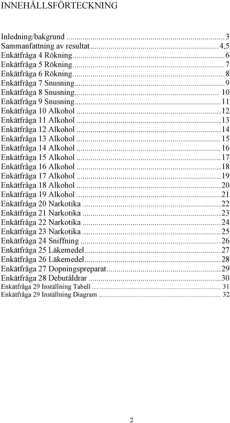 ..17 Enkätfråga 16 Alkohol...18 Enkätfråga 17 Alkohol...19 Enkätfråga 18 Alkohol...2 Enkätfråga 19 Alkohol...21 Enkätfråga 2 Narkotika...22 Enkätfråga 21 Narkotika...23 Enkätfråga 22 Narkotika.