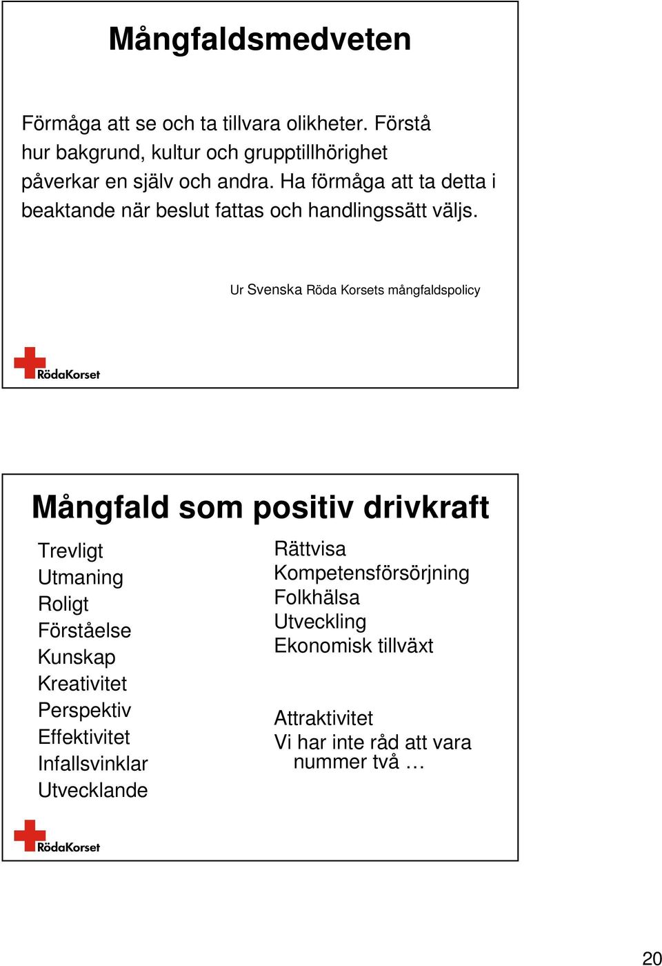 Ha förmåga att ta detta i beaktande när beslut fattas och handlingssätt väljs.