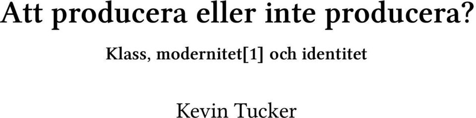 Klass, modernitet[1]