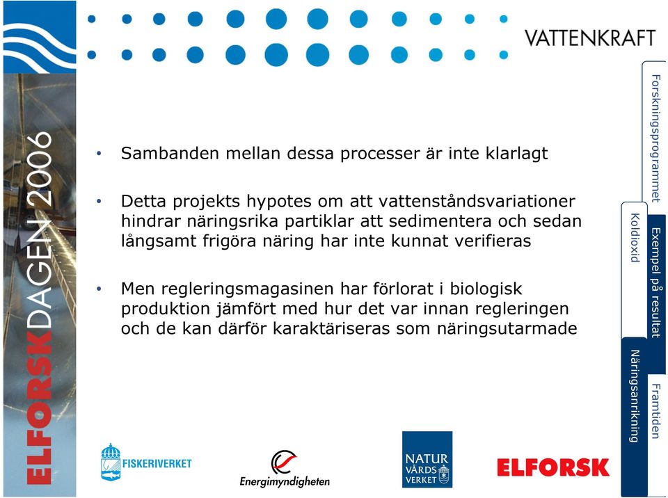 näring har inte kunnat verifieras Men regleringsmagasinen har förlorat i biologisk produktion