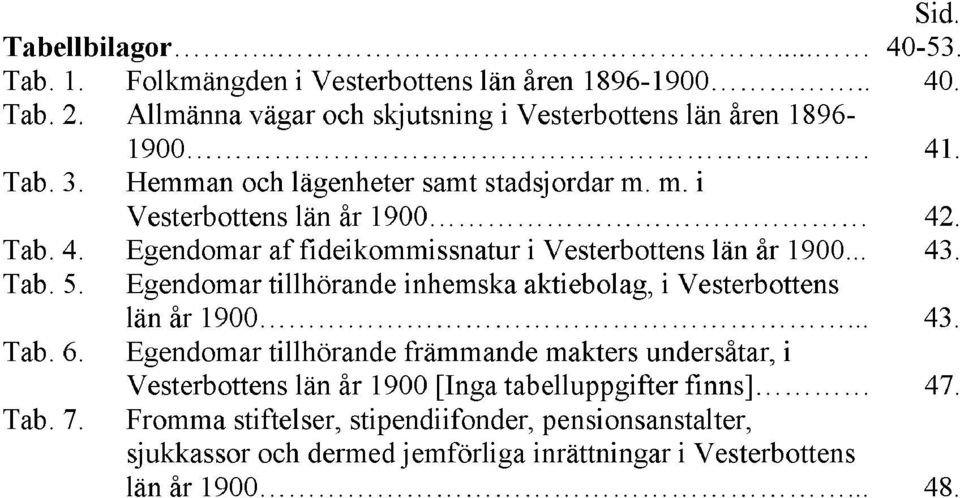 Egendomar tillhörande inhemska aktiebolag, i Vesterbottens län år 1900... 43. Tab. 6.