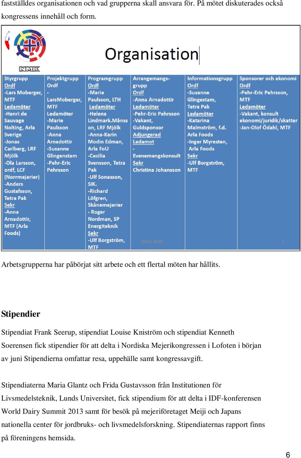 Stipendier Stipendiat Frank Seerup, stipendiat Louise Kniström och stipendiat Kenneth Soerensen fick stipendier för att delta i Nordiska Mejerikongressen i Lofoten i början av juni Stipendierna