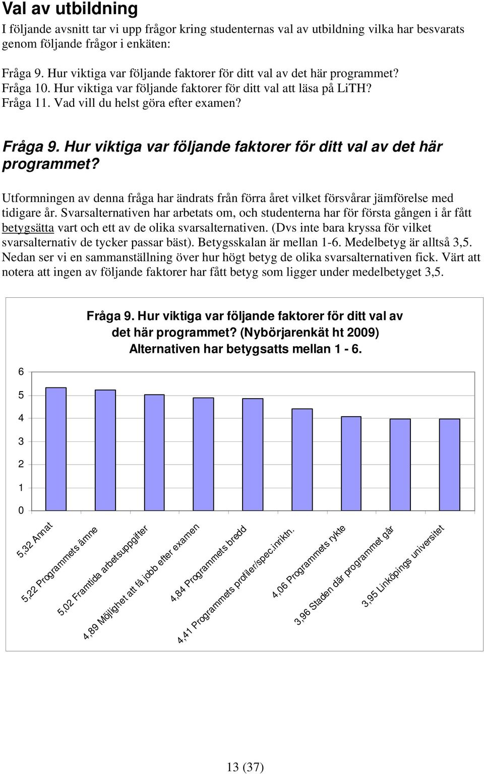 Hur viktiga var följande faktorer för ditt val av det här programmet? Utformningen av denna fråga har ändrats från förra året vilket försvårar jämförelse med tidigare år.