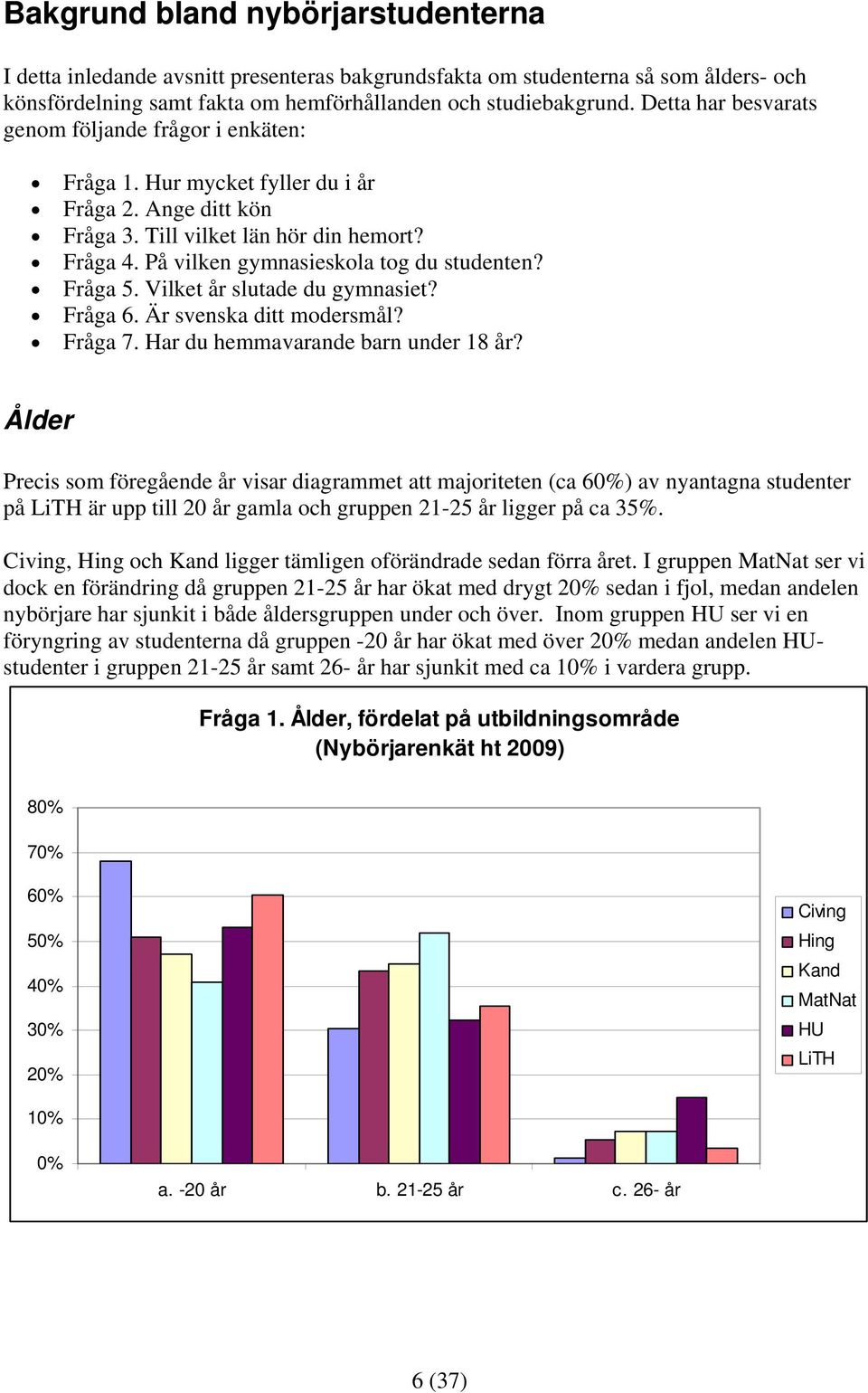 På vilken gymnasieskola tog du studenten? Fråga 5. Vilket år slutade du gymnasiet? Fråga 6. Är svenska ditt modersmål? Fråga 7. Har du hemmavarande barn under 18 år?