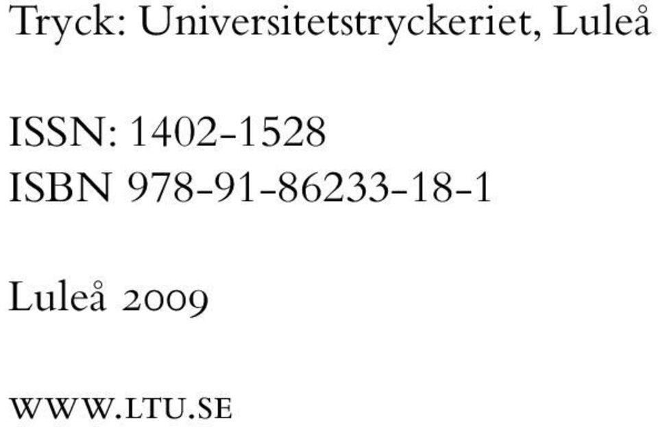 Luleå ISSN: 1402-1528