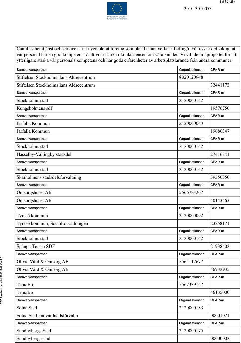 Vi vill delta i projektet för att ytterligare stärka vår personals kompetens och har goda erfarenheter av arbetsplatslärande från andra kommuner.