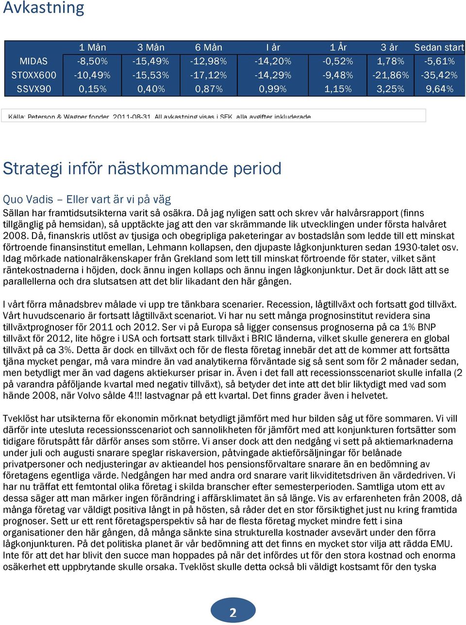 Strategi inför nästkommande period Quo Vadis Eller vart är vi på väg Sällan har framtidsutsikterna varit så osäkra.