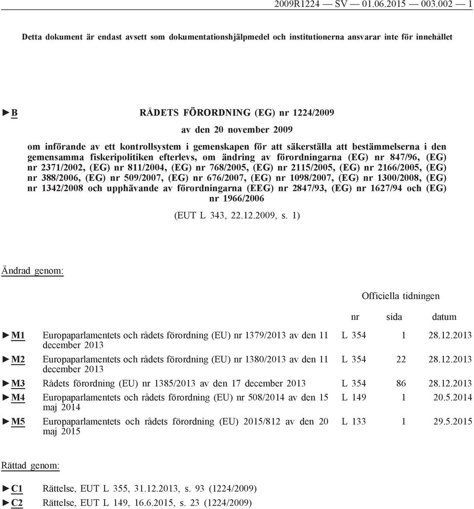 kontrollsystem i gemenskapen för att säkerställa att bestämmelserna i den gemensamma fiskeripolitiken efterlevs, om ändring av förordningarna (EG) nr 847/96, (EG) nr 2371/2002, (EG) nr 811/2004, (EG)