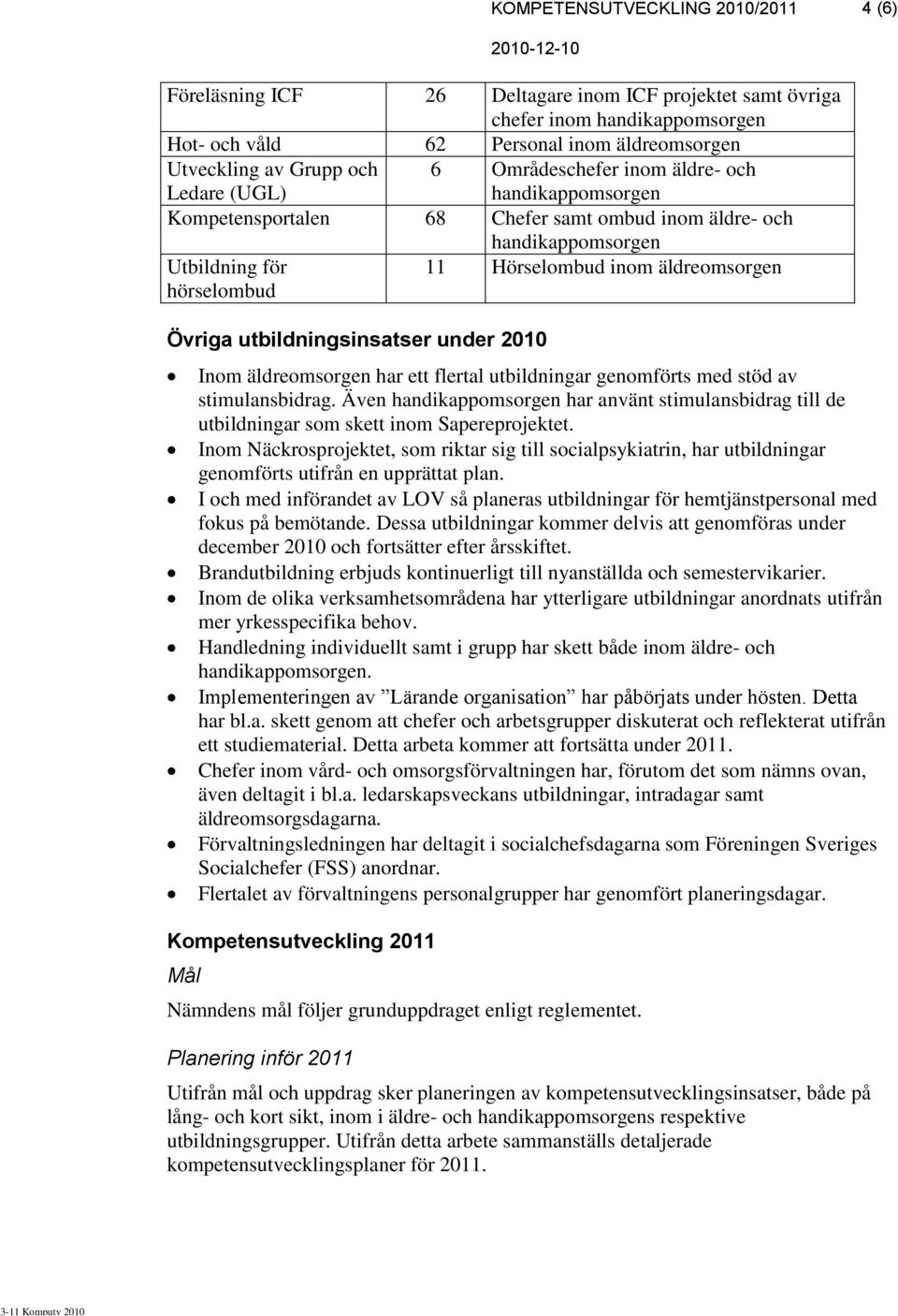 handikappomsorgen 11 Hörselombud inom äldreomsorgen Inom äldreomsorgen har ett flertal utbildningar genomförts med stöd av stimulansbidrag.