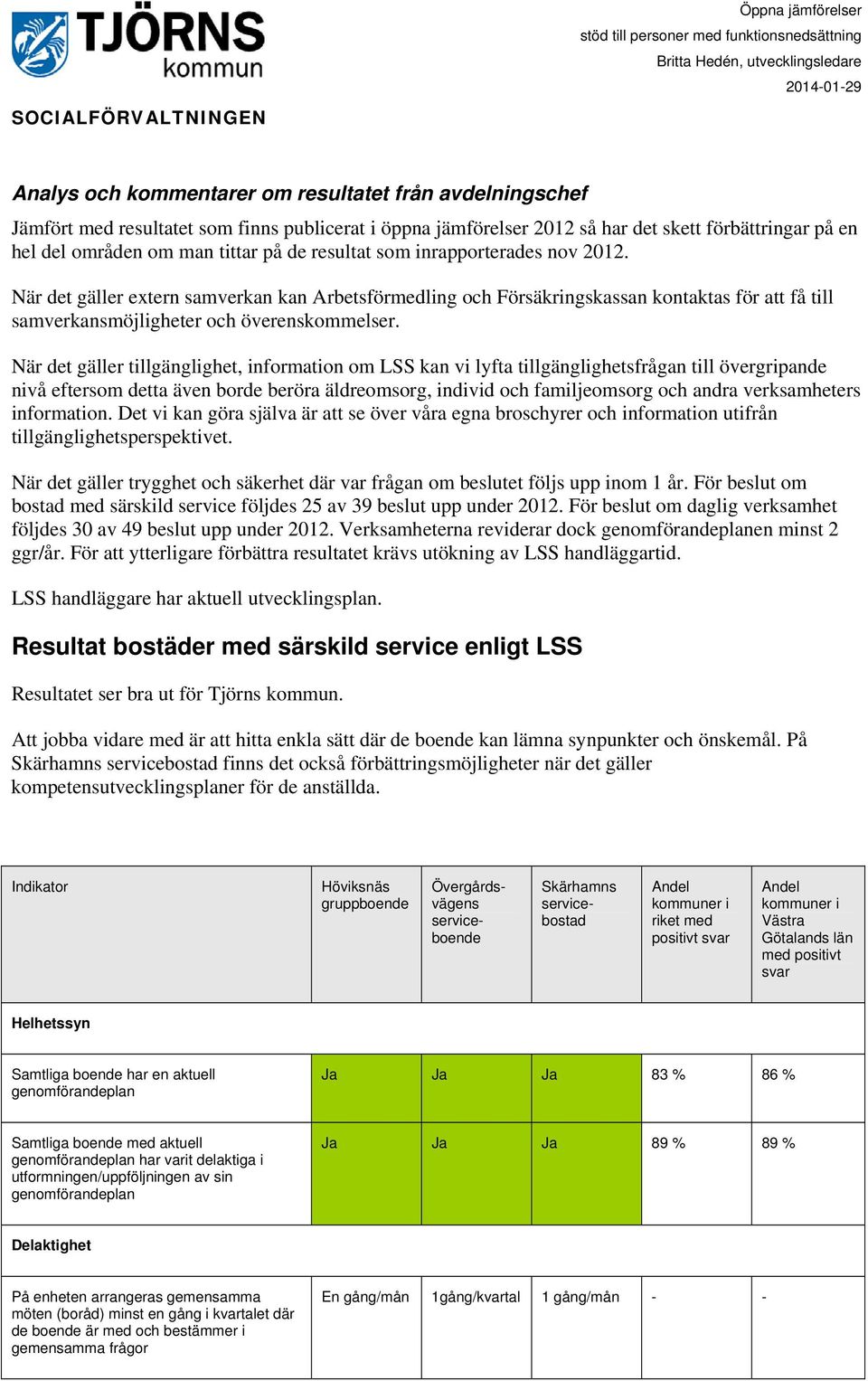 När det gäller tillgänglighet, information om LSS kan vi lyfta tillgänglighetsfrågan till övergripande nivå eftersom detta även borde beröra äldreomsorg, individ och familjeomsorg och andra