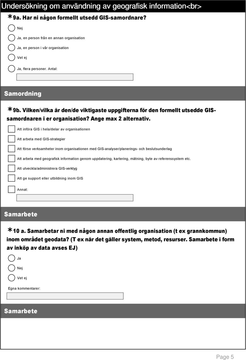 Att införa GIS i hela/delar av organisationen Att arbeta med GIS strategier Att förse verksamheter inom organisationen med GIS analyser/planerings och beslutsunderlag Att arbeta med geografisk