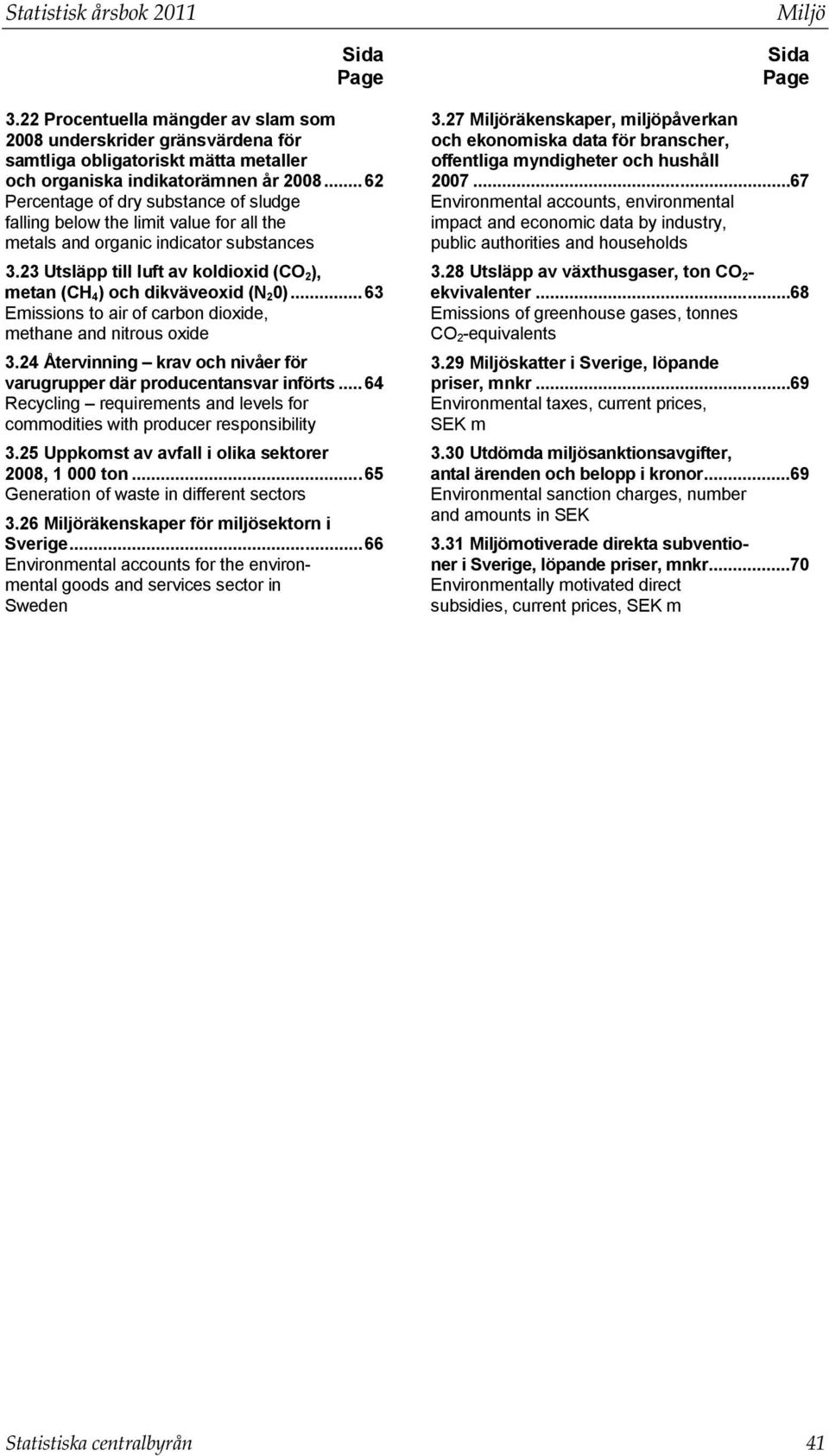 23 Utsläpp till luft av koldioxid (CO 2), metan (CH 4) och dikväveoxid (N 20)... 63 Emissions to air of carbon dioxide, methane and nitrous oxide 3.