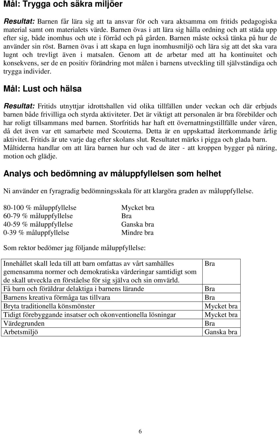 Barnen övas i att skapa en lugn inomhusmiljö och lära sig att det ska vara lugnt och trevligt även i matsalen.