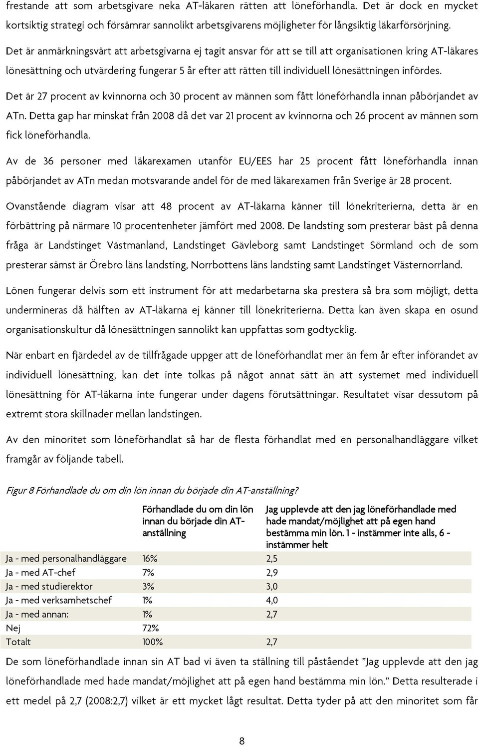 lönesättningen infördes. Det är 27 procent av kvinnorna och 30 procent av männen som fått löneförhandla innan påbörjandet av ATn.