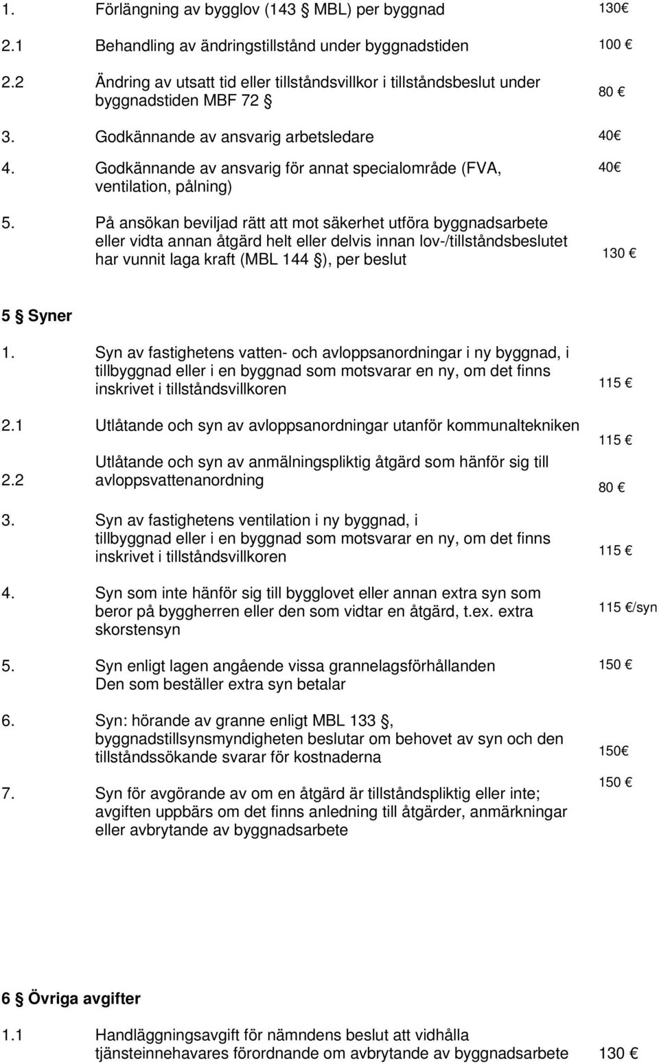 På ansökan beviljad rätt att mot säkerhet utföra byggnadsarbete eller vidta annan åtgärd helt eller delvis innan lov-/tillståndsbeslutet har vunnit laga kraft (MBL 144 ), per beslut 40 130 5 Syner 1.