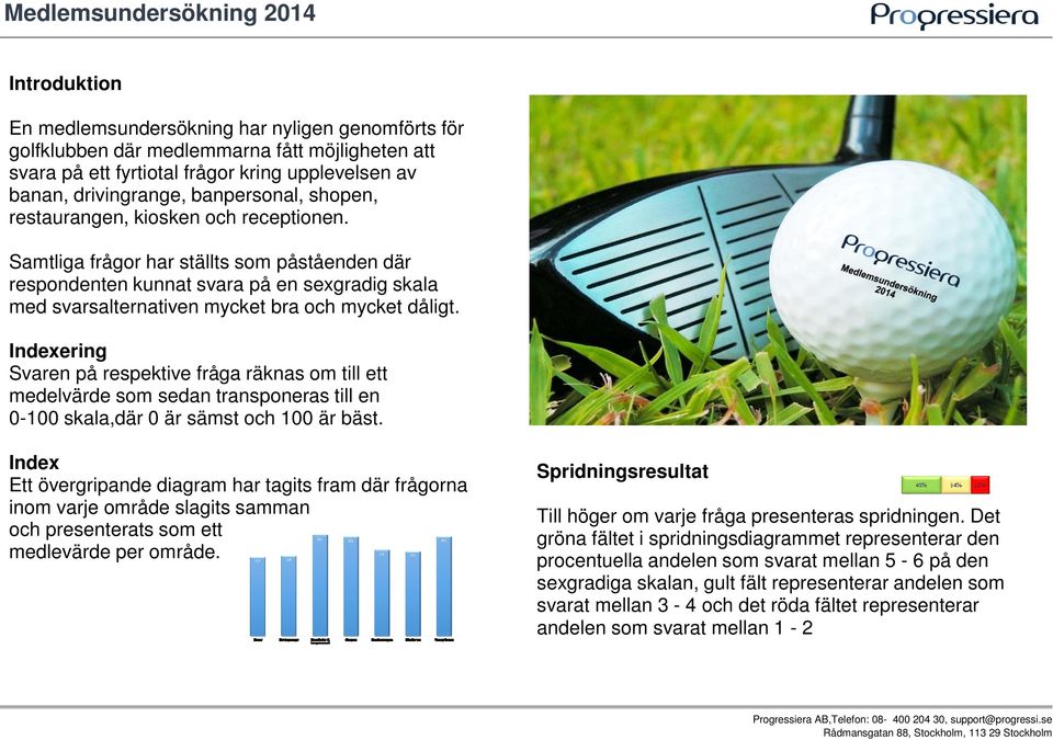 Samtliga frågor har ställts som påståenden där respondenten kunnat svara på en sexgradig skala med svarsalternativen mycket bra och mycket dåligt.