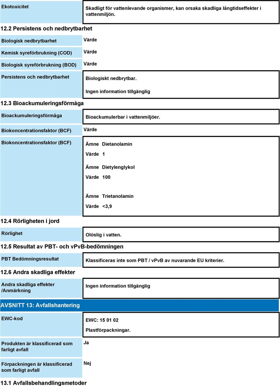 3 Bioackumuleringsförmåga Bioackumuleringsförmåga Biokoncentrationsfaktor (BCF) Biokoncentrationsfaktor (BCF) Bioackumulerbar i vattenmiljöer.