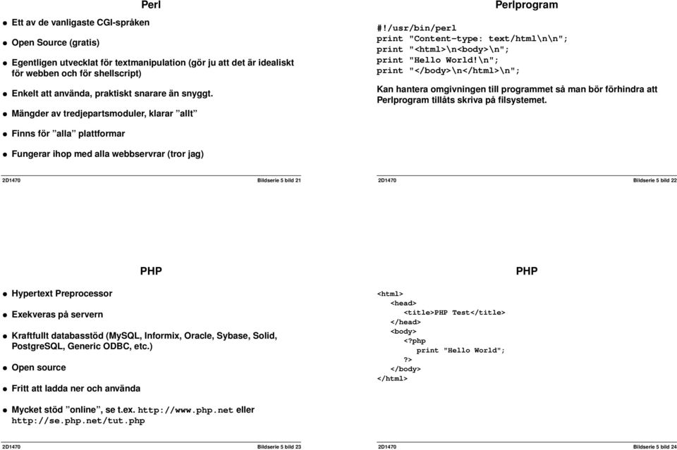 \n"; print "</body>\n</html>\n"; Kan hantera omgivningen till programmet så man bör förhindra att Perlprogram tillåts skriva på filsystemet.