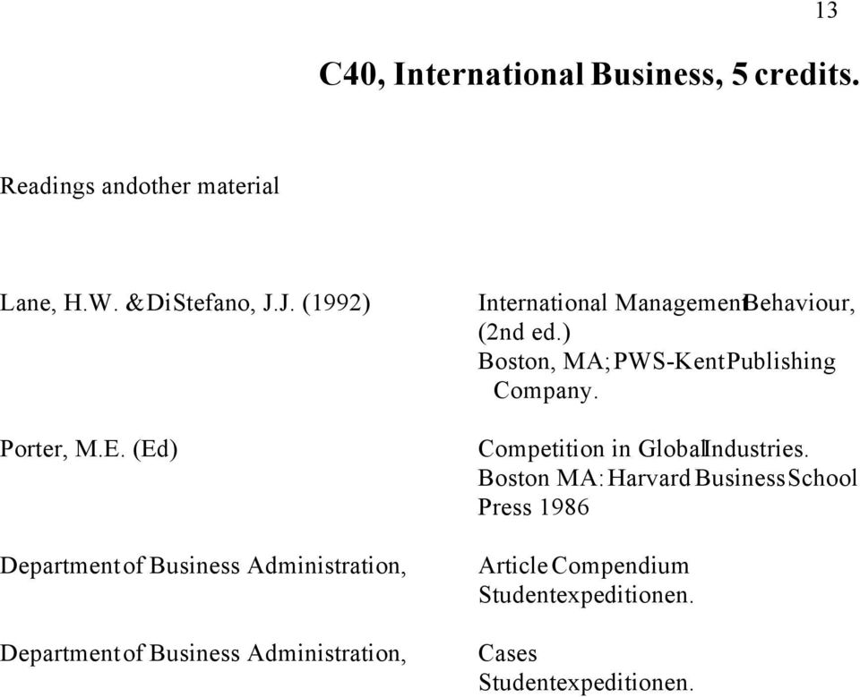 (Ed) Department of Business Administration, Department of Business Administration, International Management