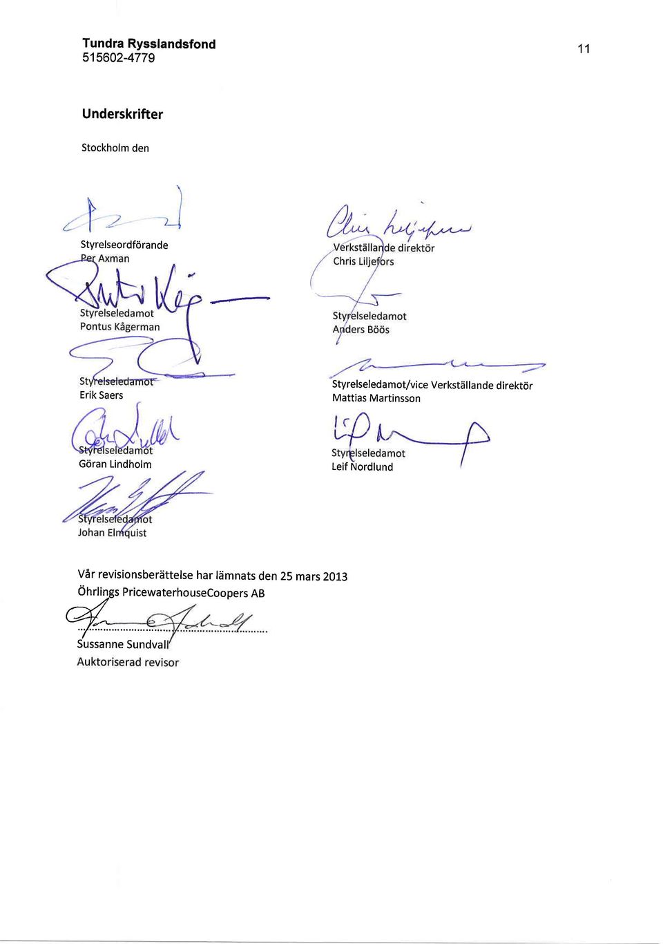 Gciran Lindholm Leif Nordlund Vdr revisionsberdttelse har ldmnats den