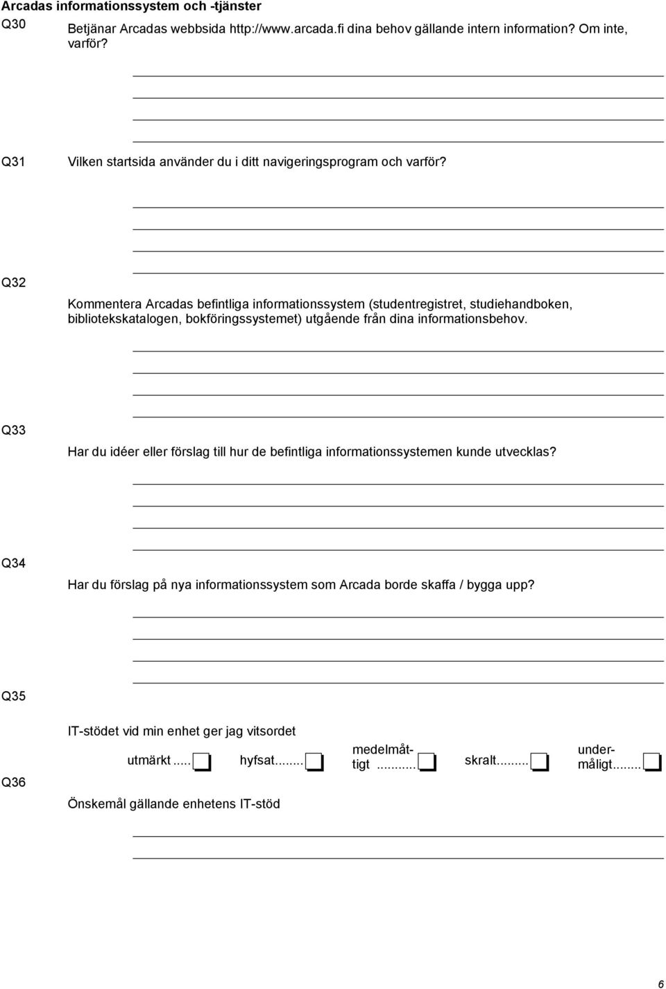 Q32 Kommentera Arcadas befintliga informationssystem (studentregistret, studiehandboken, bibliotekskatalogen, bokföringssystemet) utgående från dina informationsbehov.
