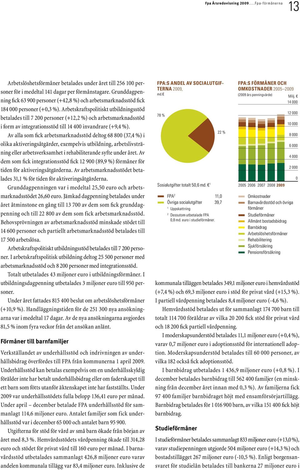 Arbetskraftspolitiskt utbildningsstöd betalades till 7 200 personer (+12,2 %) och arbetsmarknadsstöd i form av integrationsstöd till 14 400 invandrare (+9,4 %).