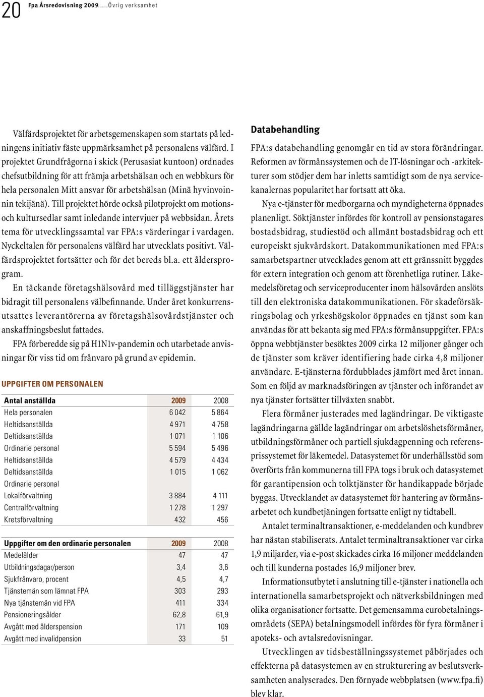 tekijänä). Till projektet hörde också pilotprojekt om motionsoch kultursedlar samt inledande intervjuer på webbsidan. Årets tema för utvecklingssamtal var FPA:s värderingar i vardagen.