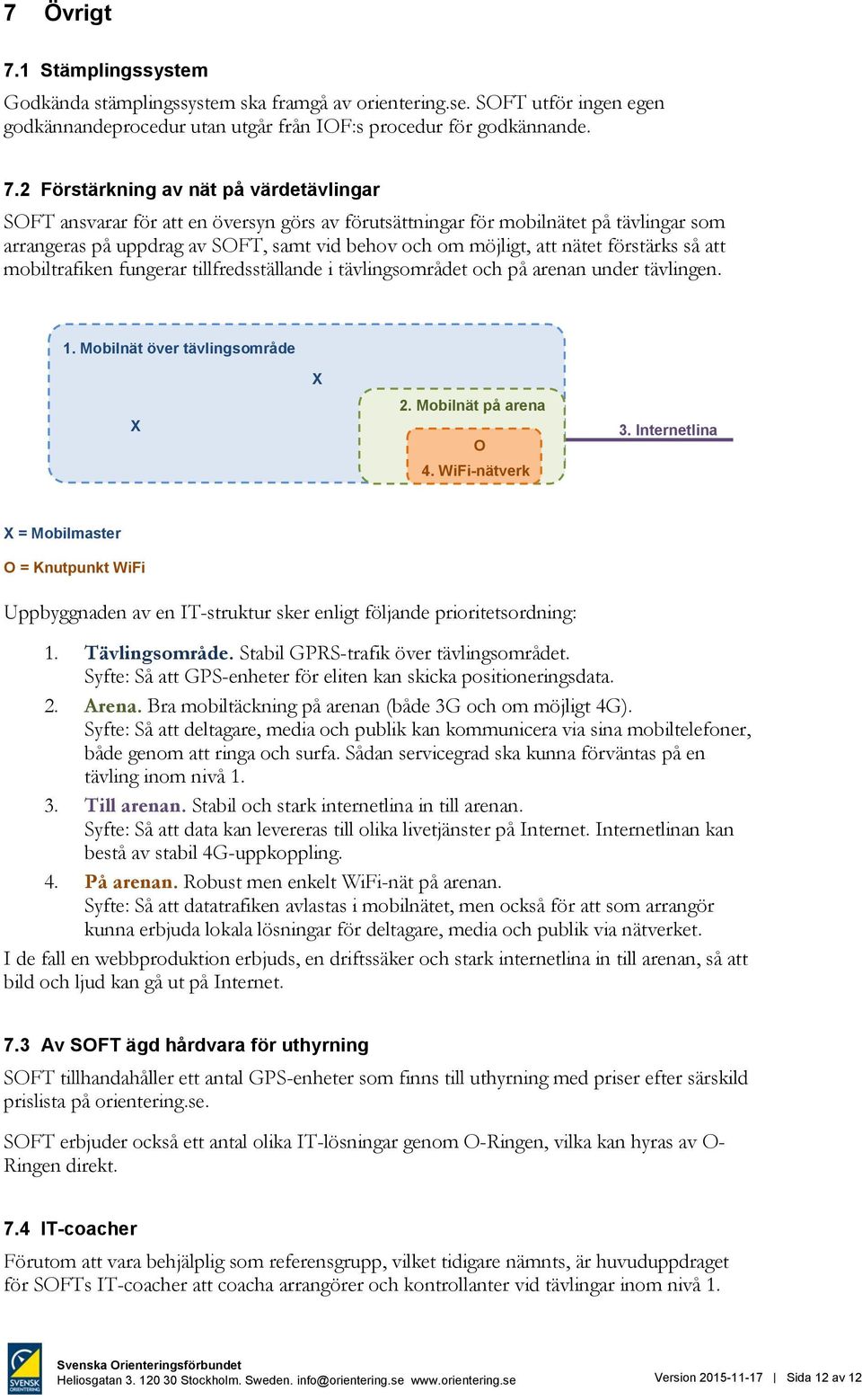 2 Förstärkning av nät på värdetävlingar SOFT ansvarar för att en översyn görs av förutsättningar för mobilnätet på tävlingar som arrangeras på uppdrag av SOFT, samt vid behov och om möjligt, att