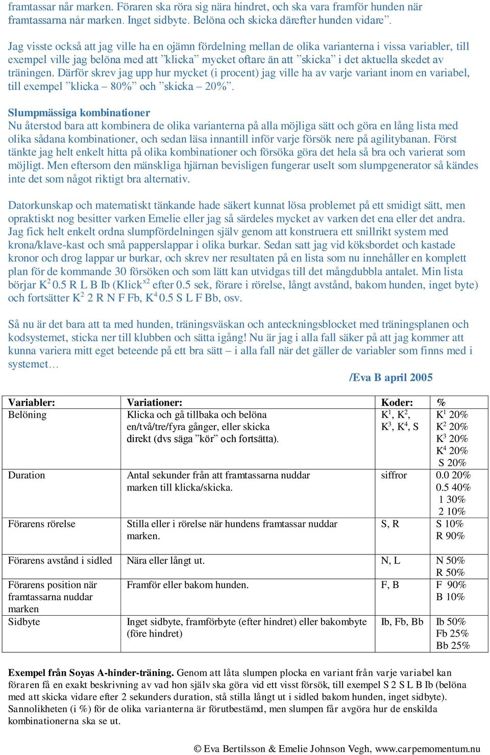 träningen. Därför skrev jag upp hur mycket (i procent) jag ville ha av varje variant inom en variabel, till exempel klicka 80% och skicka 20%.