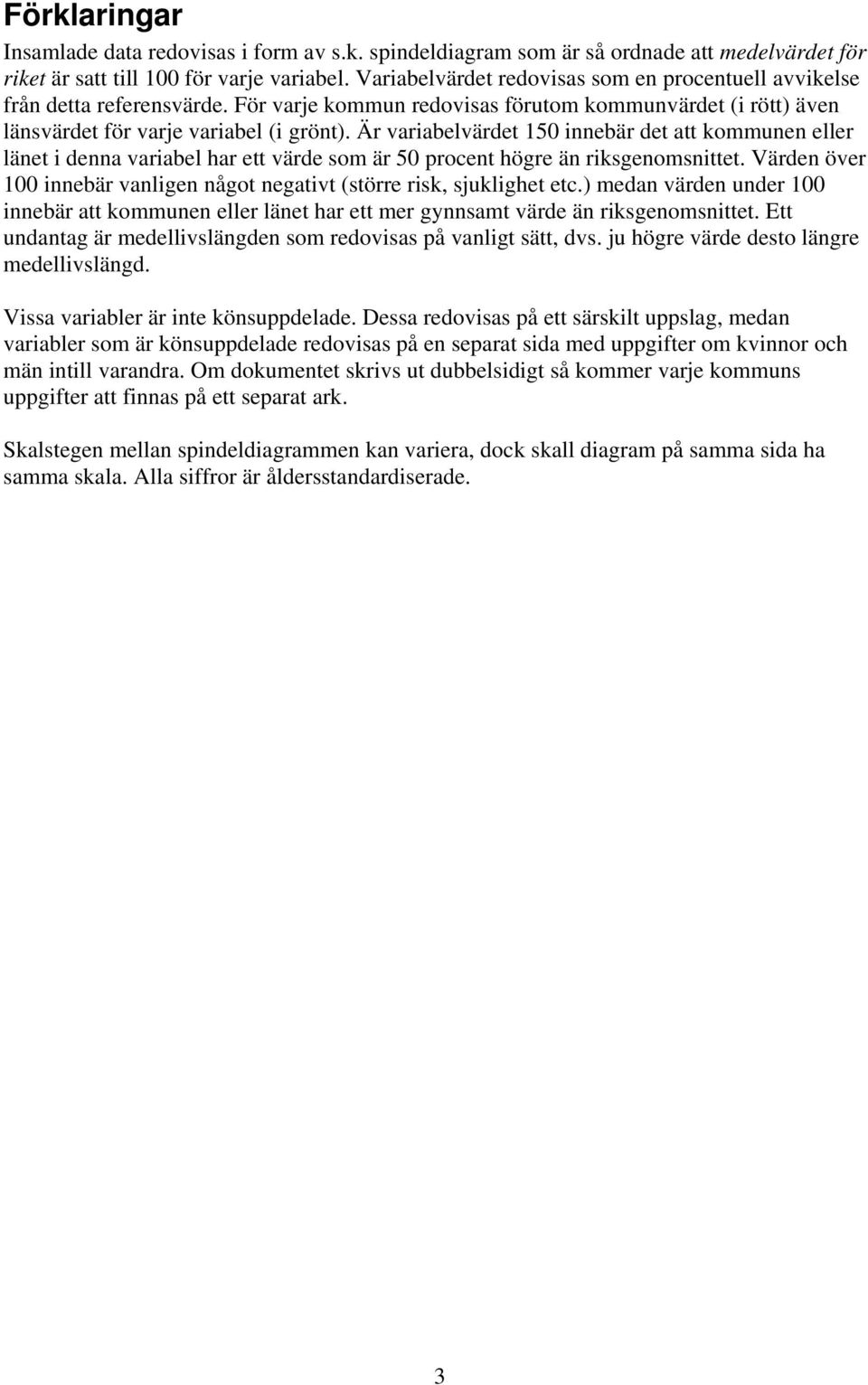 Är variabelvärdet 15 innebär det att kommunen eller länet i denna variabel har ett värde som är 5 procent högre än riksgenomsnittet.