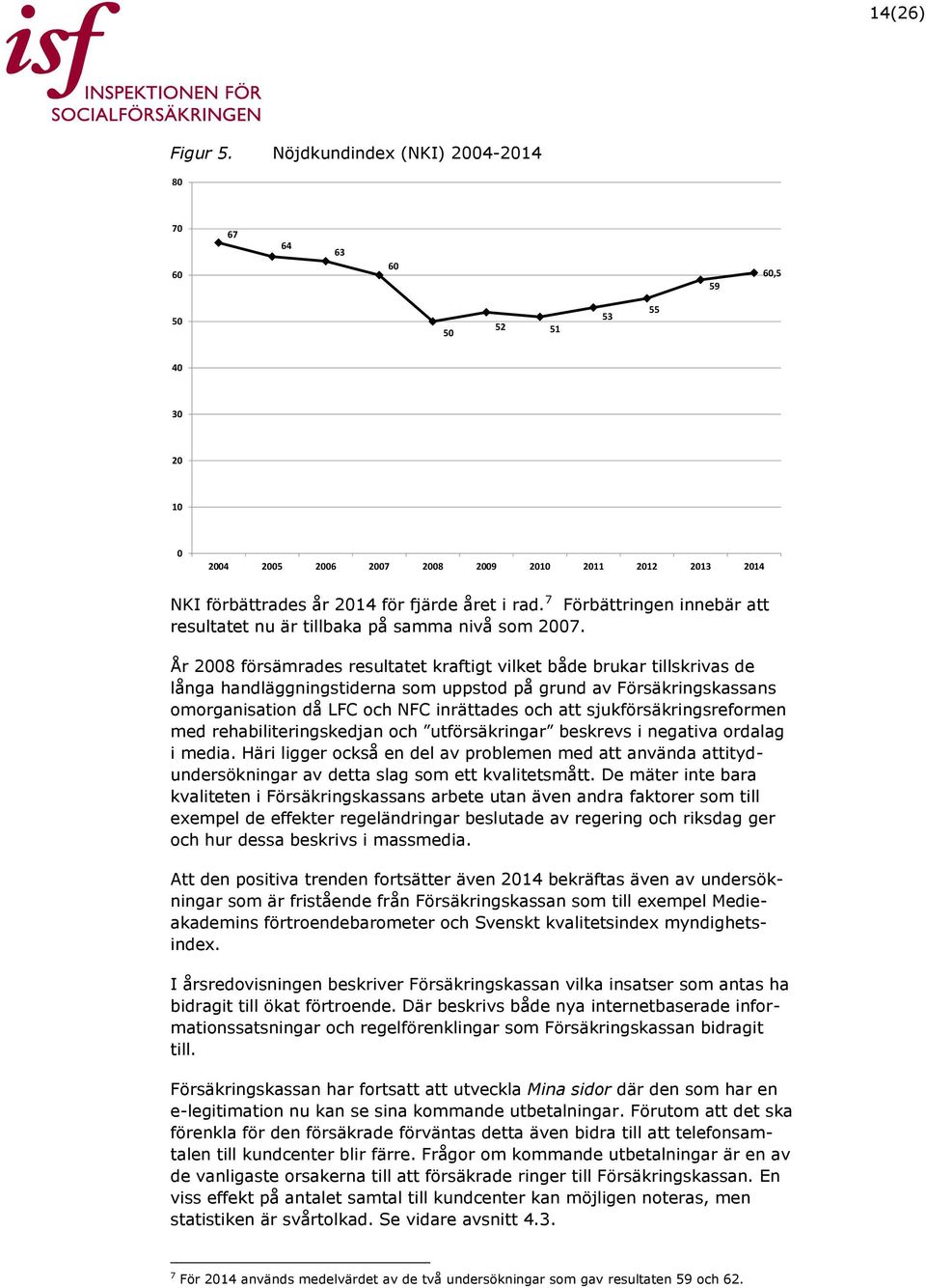 7 Förbättringen innebär att resultatet nu är tillbaka på samma nivå som 2007.