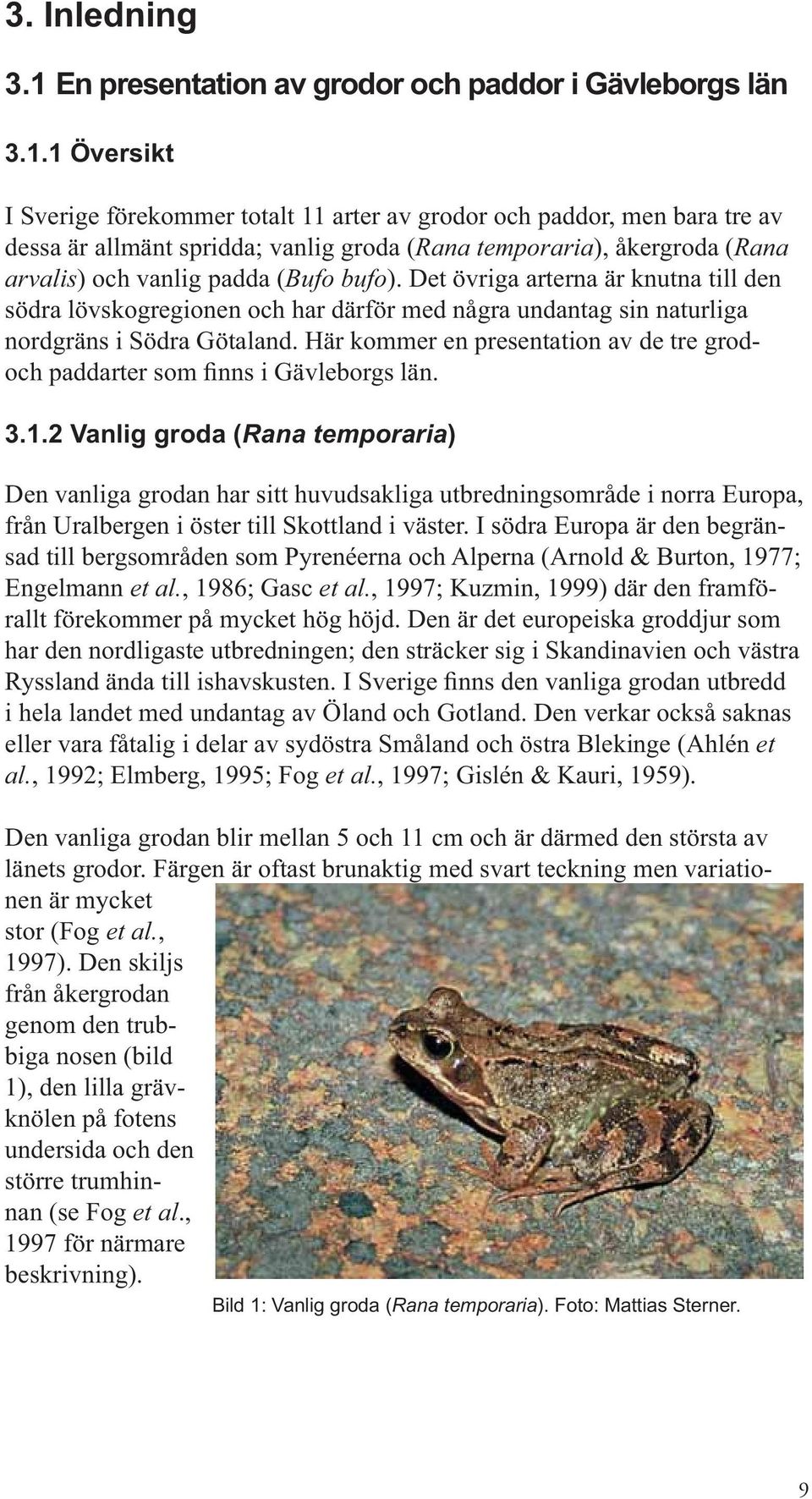 1 Översikt I Sverige förekommer totalt 11 arter av grodor och paddor, men bara tre av dessa är allmänt spridda; vanlig groda (Rana temporaria), åkergroda (Rana arvalis) och vanlig padda (Bufo bufo).