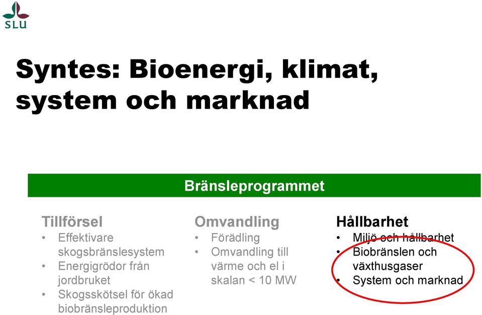 kad biobra nsleproduktion Omvandling Fo ra dling Omvandling till va rme och el i