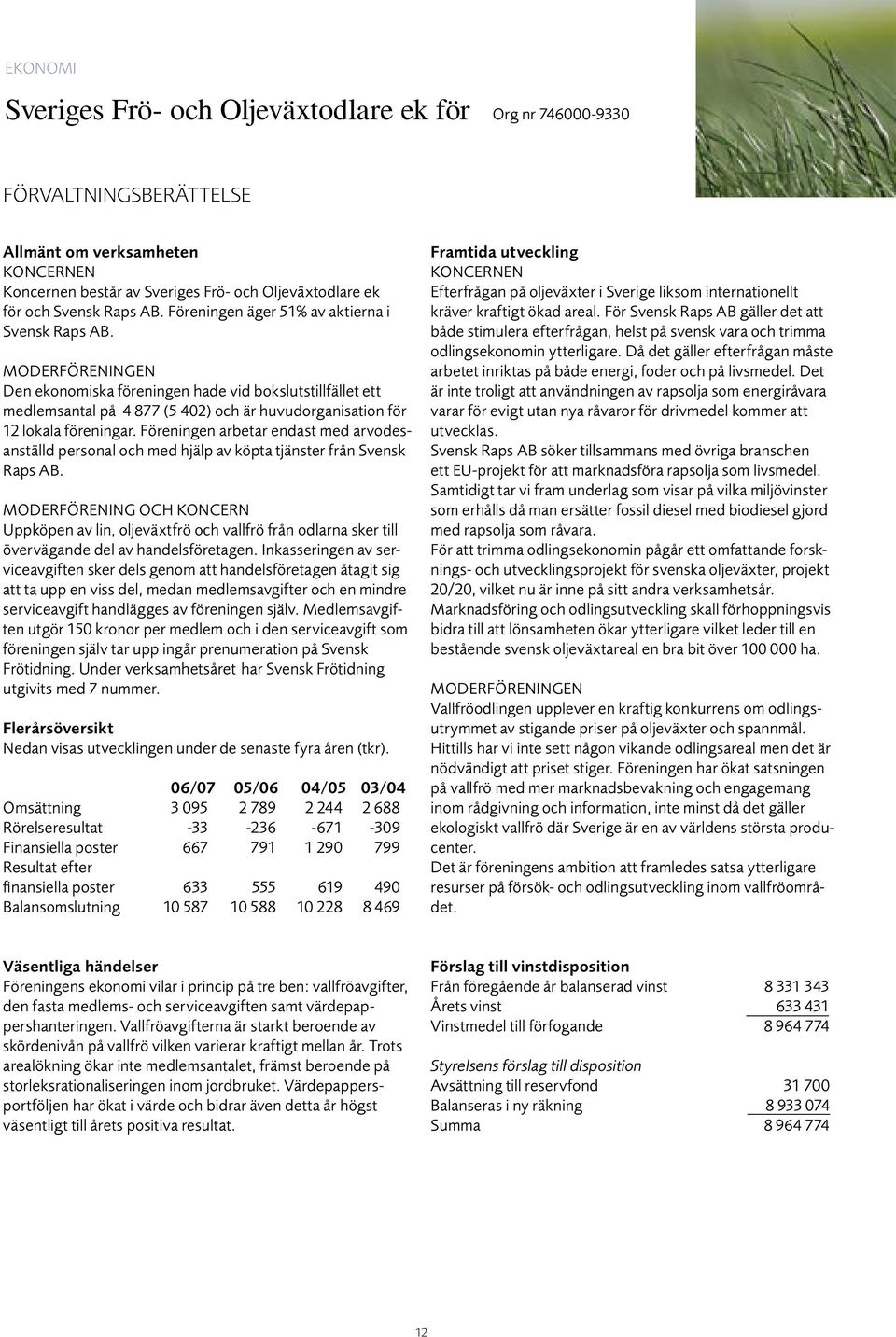 MODERFÖRENINGEN Den ekonomiska föreningen hade vid bokslutstillfället ett medlemsantal på 4 877 (5 402) och är huvudorganisation för 12 lokala föreningar.