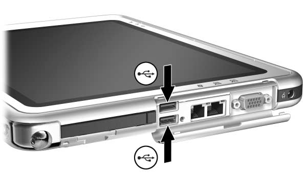 Anslutningar för externa enheter USB-enhet USB (Universal Serial Bus) är ett maskinvarugränssnitt som kan användas för att ansluta externa enheter som ett USB-tangentbord, mus, enhet, skrivare,