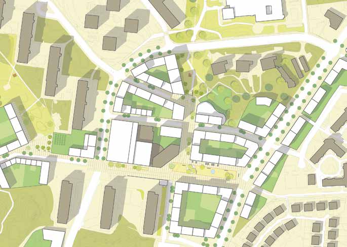 PROGRAMFÖRSLAGET DETALJPLANEPRGRAM FÖR ÄLTAS CENTRUM Nord-sydligt stråk Ett nord-sydligt stråk utgår från den västra delen av torget och fortsätter som gata några kvarter.
