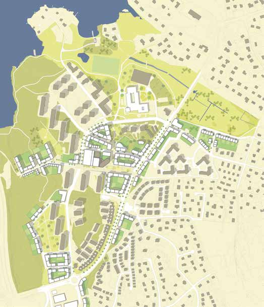 PROGRAMFÖRSLAGET Ny och omvandlad bebyggelse Programförslaget möjliggör cirka 1400 nya bostäder, främst lägenheter men även ett mindre antal radhus.