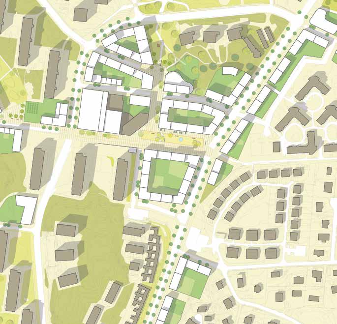 Stavsborgsskolan Almvägen Kvarter 5 Stadsparken PROGRAMFÖRSLAGET DETALJPLANEPRGRAM FÖR ÄLTAS CENTRUM Kvarter norr om Älta torg Norr om Älta torg och kultur, fritids- och idrottskvarteret föreslås fem