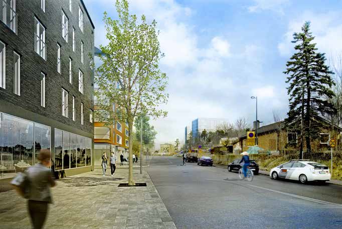 PROGRAMFÖRSLAGET DETALJPLANEPRGRAM FÖR ÄLTAS CENTRUM Delområde Södra Älta centrum Kvarter bakom skivhusen Bakom de tre skivhusen vid Oxelvägen föreslås nya bostadshus byggas i kanten av parken.