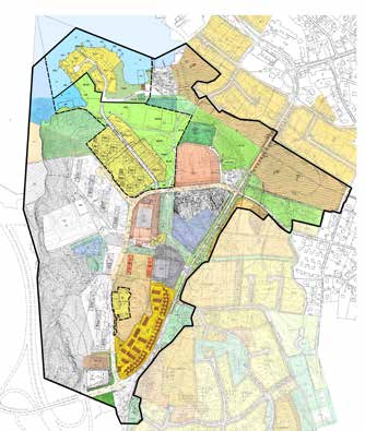 Gällande planer För området gäller drygt 20 olika detaljplaner från början av 1960-talet och framåt. Huvuddelen av området är planlagt under 1960-talet.