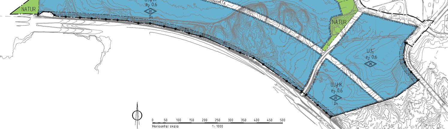 Bild 4 Planområdet vid tiden för Brandkonsultens utredning Bild 5 Planområdet i dess nya form, plankarta daterad 2012-03-07 Inom planområdet kommer ett antal lokalgator att