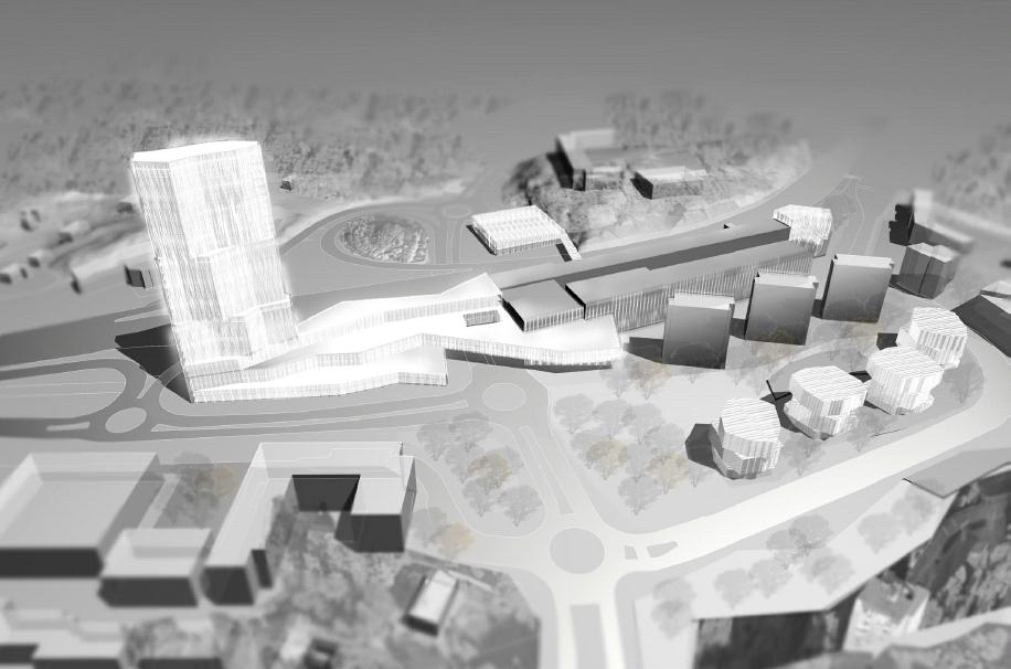 Alternativ Planförslaget Planförslaget redovisar en utbyggnad av befintligt centrum norrut på 6 våningar som sammanlänkas med ett höghus på 24-32 våningar placerat ca 13 meter från E18.