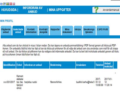 Att öppna, korrigera/komplettera ett inskickat anbud och att skicka in det på nytt inom utsatt tid